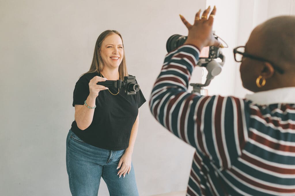 Business owner creating authentic social media video content