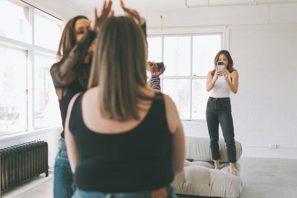 Creating a content bank for social media during a client content shoot